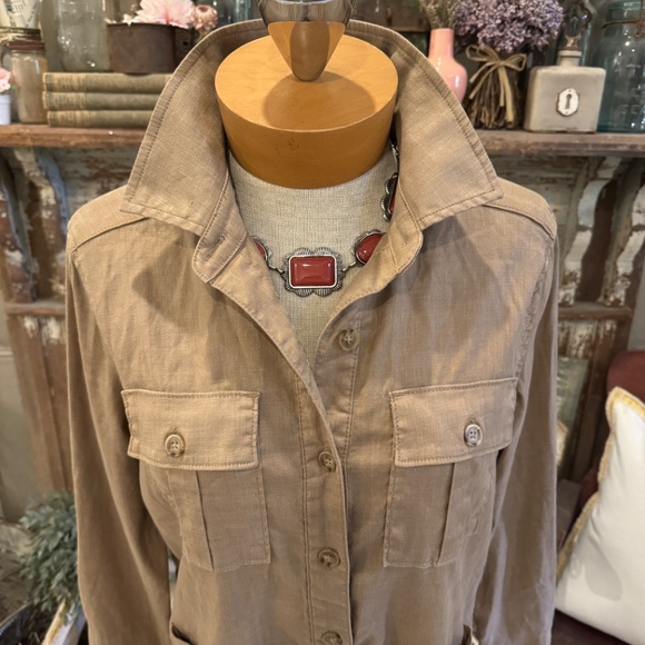 LEVEL 99 ANTHROPOLOGIE EMME SHACKET SHIRT JACKET | UTILITY SAFARI | HERRINGBONE - Picture 3 of 15